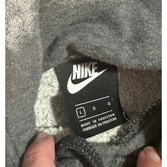 Nike Black Tag Just Do It Graphic Hoodie Mens Lg Gray Pullover Fleece Sweatshirt - Picture 3 of 4